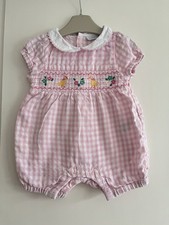Baby Girls 0-3 Months Jojo Maman Bebe Summer Romper Duck Flowers Check GC
