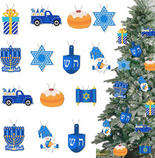 Double-Side 24 PCS Hanukkah Tree Ornaments Chanukah Ornaments Jewish Menorah Dre