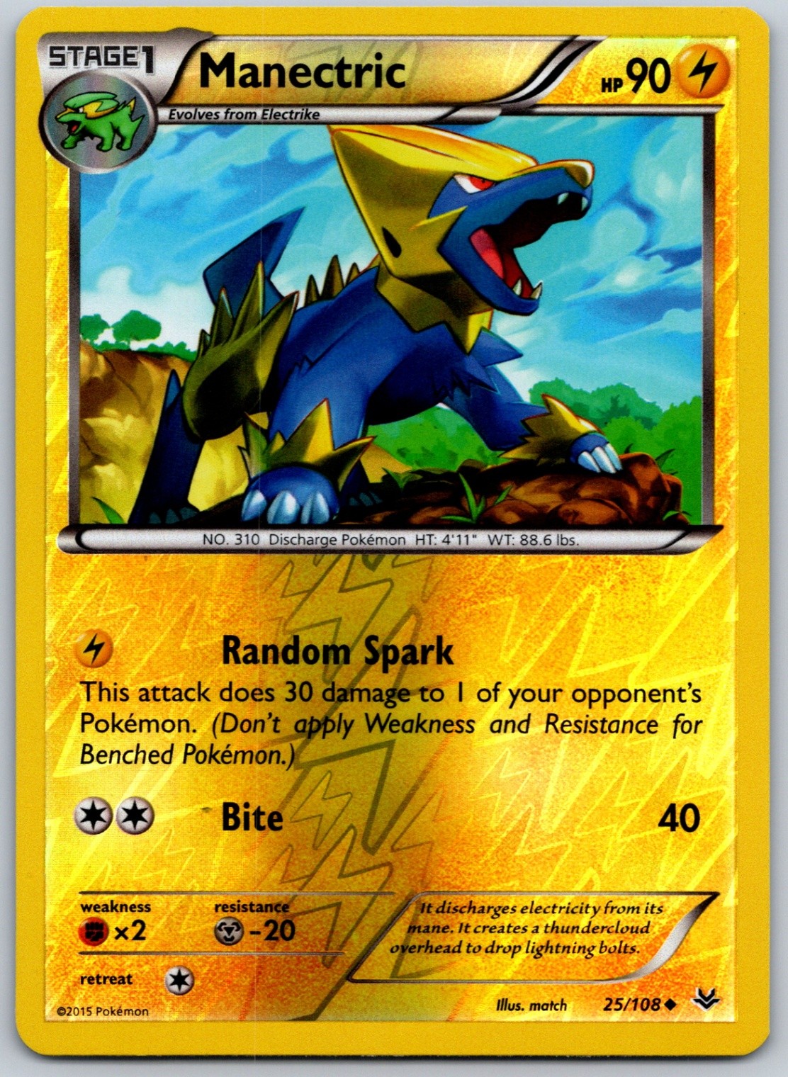 Manectric Reverse Holo Uncommon XY - Roaring Skies 25/108 NM