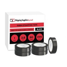 1"x60 Yards Black Tensilized Adhesive Strapping Packing Tape 2592 Rolls 2.8 Mil
