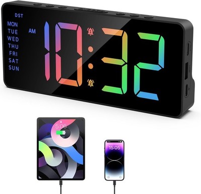 Alarm Clock for Bedroom 7 In Large Display Digital Clock with Dual Alarms&US