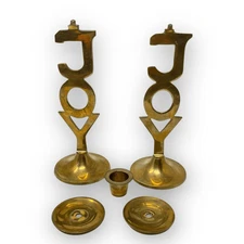 Vintage Solid Brass Joy Candlestick Holders International Silver Co. Incomplete