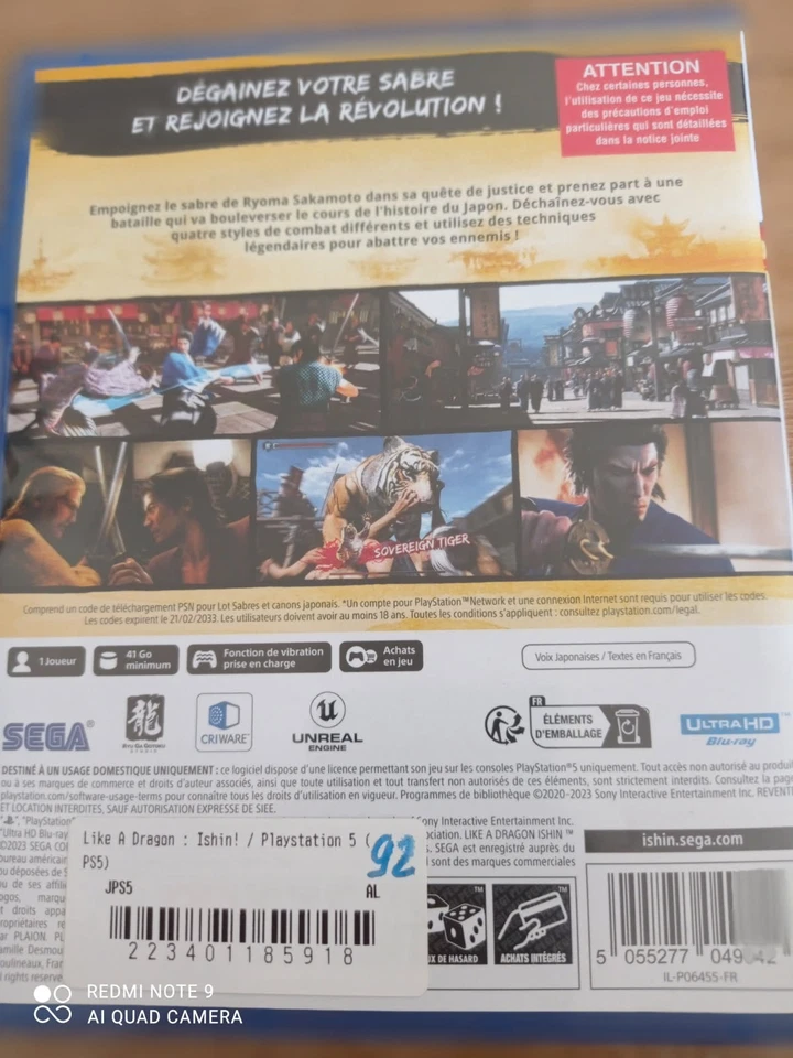 LIKE A DRAGON : ISHIN ! PS5 TBE PAL FR, photo 2 sur 4