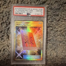 2018 P.M. SM ULTRA PRISM Peeking Red Card Secret Rare Holo F.A. #169 PSA 10 on eBay