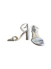 NINE WEST Womens Silver Embellished Adjustable Celebra Open Toe Sandals 7.5 M