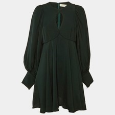 Zimmermann Dark Green Crepe Keyhole Detail Mini Dress L