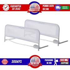 Adjustable Mesh Bed Rail in White, Two Height Levels, Breathable and Durable Fab