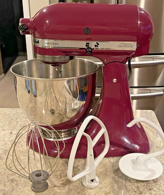 KitchenAid 5 Quart Artisan Tilt Head Stand Mixer Boysenberry + 3 Attachments