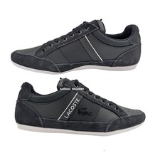 NUEVO LACOSTE Chaymon 125 1 Cuero Gamuza Para hombres Moda Zapatos Tenis Negro Blanco