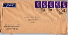 BH GOLDPATH: NETHERLANDS AIRMAIL TO US 1947 STRIP5,DETROIT,MI. BH011_P30