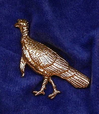 24K Gold Plated Pewter Walking Turkey Pin 