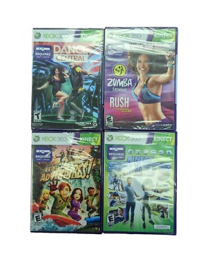 NEW Xbox 360 KINECT Game Lot 4 Zumba Sports Dance Central Adventures