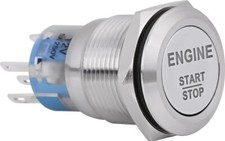Universal Engine Start Switch 12v Car Led Ignition Starter Push Button Silver