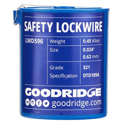 Goodridge Edelstahl Lockwire/Sicherheitsdraht - 1 Pfund Topf - 0,6 mm Durchmesser