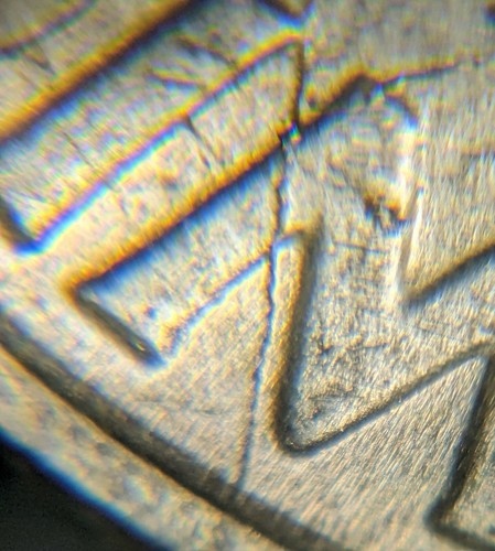 1964-D Intirior Die Break US Mint Error Roosevelt Silver Dime - Picture 9 of 12