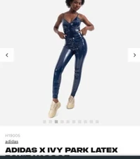 Adidas x Ivy Park Dark Blue Latex Pants + bodysuit  Size XS Beyonce New NWT