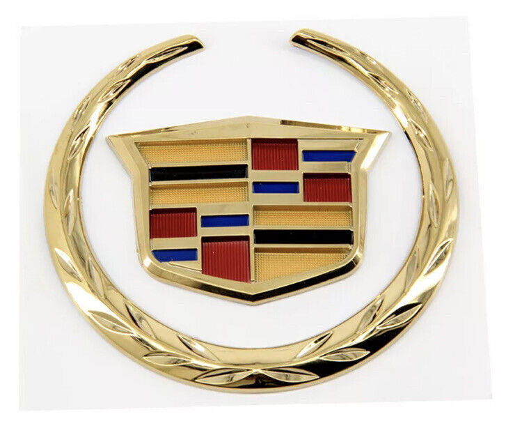 6 Inch Black Front Grille Emblem With Chrome Accents For Cadillac – Horizontal Billet Style