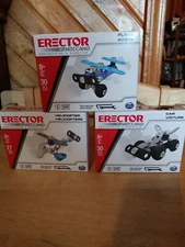 New Meccano Erector  3 Different Models Plane, Car Voiture, Helicopter,
