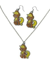 My Little Pony Applejack Charm Metal Pendant Necklace And Earrings Set