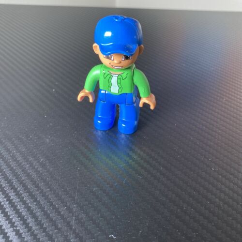 Lego Duplo Figure Green Shirt Blue Cap Hat Pants Male Men Boy Dad Man - Picture 1 of 4