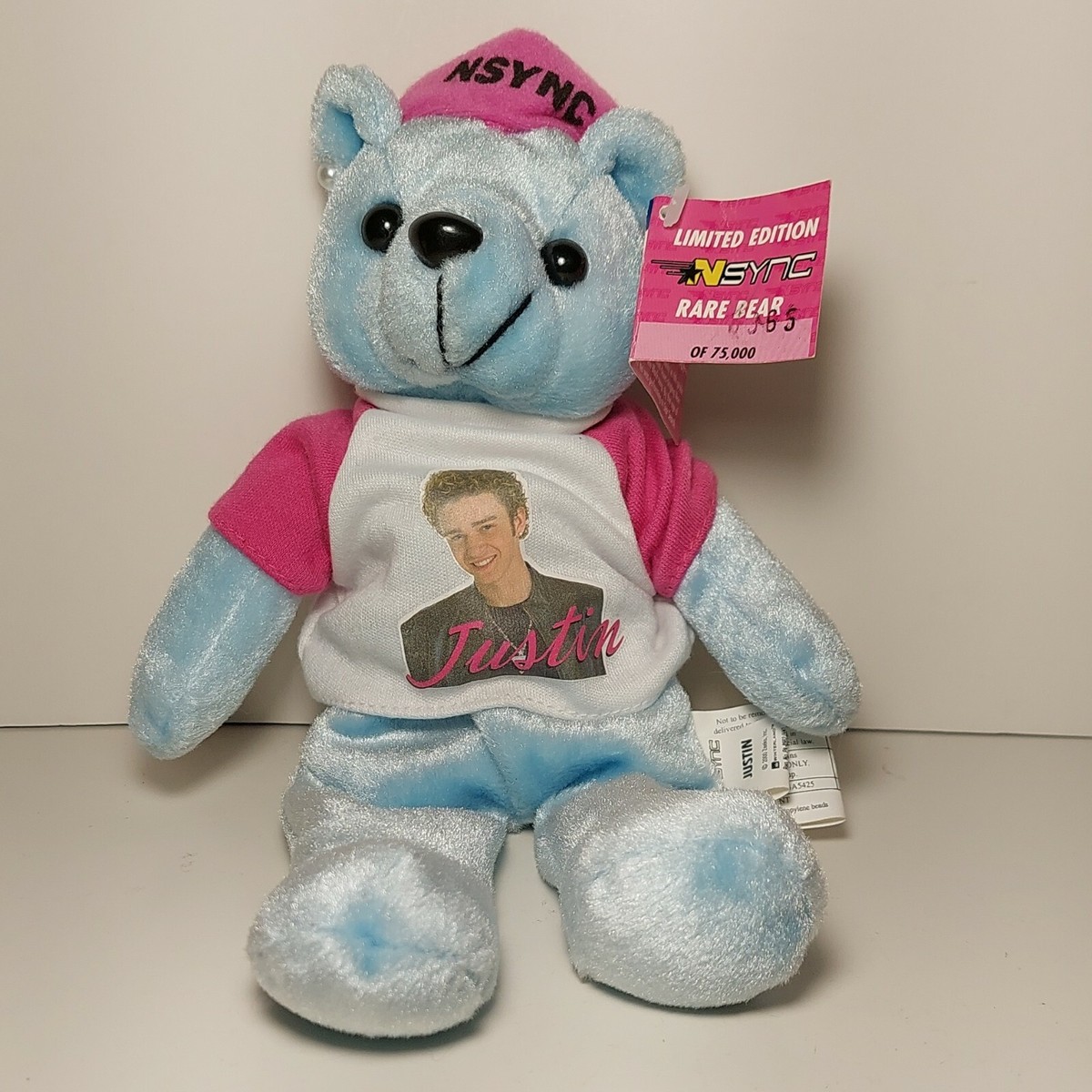 Vintage NSYNC Justin Timberlake Rare Bear Plush Beanie 8