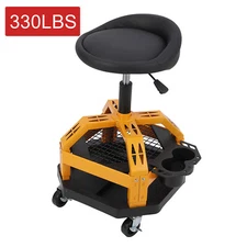 330LBS Rolling Garage Stool 360°Swivel Wheels Padded Shop Seat Adjustable Height