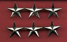 Pair of Three Star Generals Rank Insignia badges 1/2 size USA Made