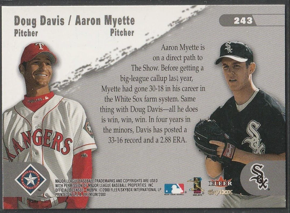 Autógrafos originales, Doug Davis y Aaron Myette radiocontrol; 2000 Fleer/Skybox #243, dorado Foto 2 de 2