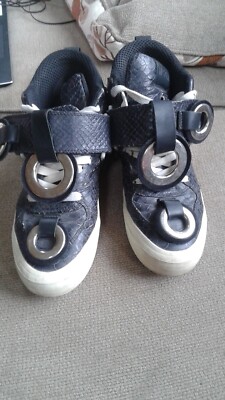 MSGM WOMENS HIGHTOP SNEAKERS SIZE 37/7 BLACK COLOR