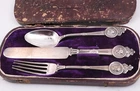 3 Piece Gorham Medallion Youth Breakfast Set Sterling Silver 1864 Original Box