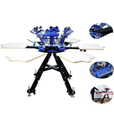 Micro-registration Screen Printer for T-shirt DIY 6 Color 6Station Adjust Height