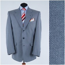 Mens Light Blue Blazer 42R UK Size MENSBLLINE Viscose Sport Coat Vintage Jacket