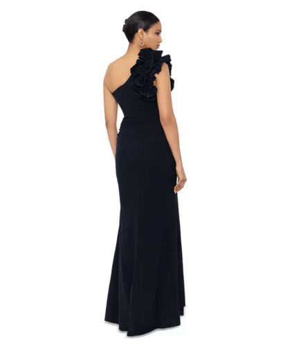 Xscape Black Ruffle Off the Shoulder Scuba Crepe Gown Size 16W $278 - Picture 2 of 2