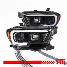 For 16-22 Toyota Tacoma Glossy Projector Headlights Switchback Turn w/C LED DRL