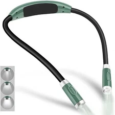 	Rechargeable 4 LED Neck Reading Light Adjustable Brightness & Bendable Arms	