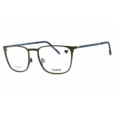Flexon Men's Eyeglasses Matte Kelp/Blue Square Metal Frame FLEXON E1143 301