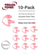 10-Pack Soft Gel Ear Molds for Walkie Talkie Acoustic Tube Earpiece, Medium Left