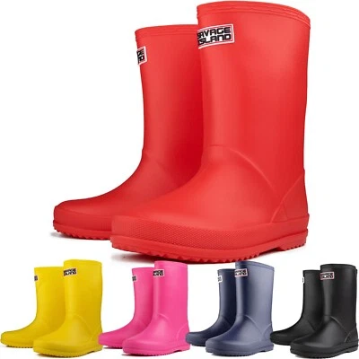 SAVAGE ISLAND Kids Wellies Boys/Girls Waterproof Wellington Boots Toddler Rain Welly Unisex