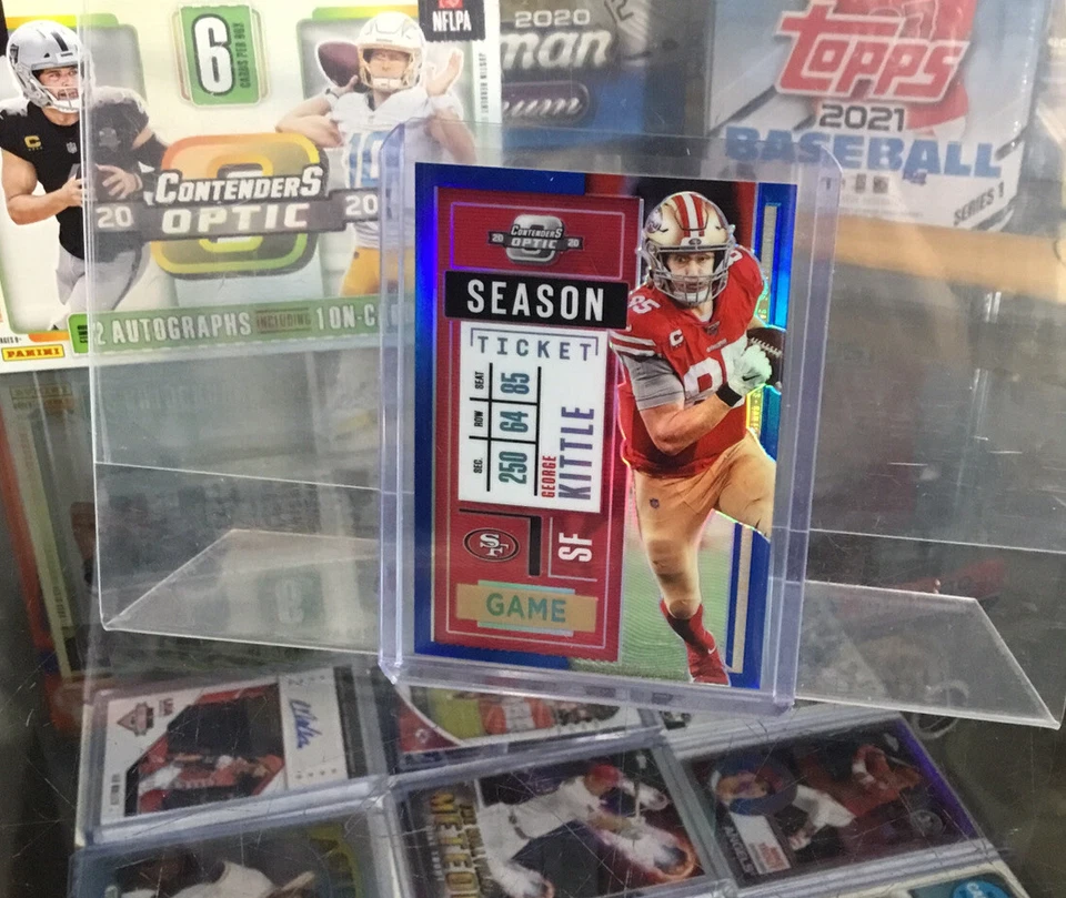 2020 Panini Contenders Optic GEORGE KITTLE /99 BLUE PRIZM San Francisco 49ers - Image 3 of 4