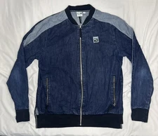 MEN PUMA Classics+ T7 Denim CASUAL URBAN NIGHTS FULL ZIP Jacket BLUE GRAY Large