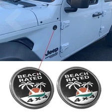 2X For Wrangler Side Fender 4x4 3D Metal Beach Rated Emblem New Free Shipping!