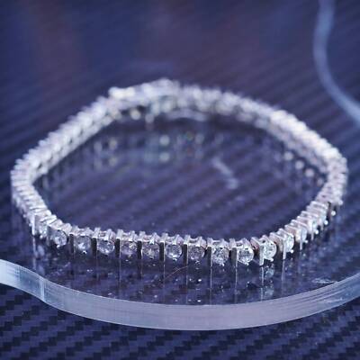 テニスブレスレット　ヴィンテージ　925 SILVER 6.74”, vintage sterling silver 925 tennis bracelet with clear cz