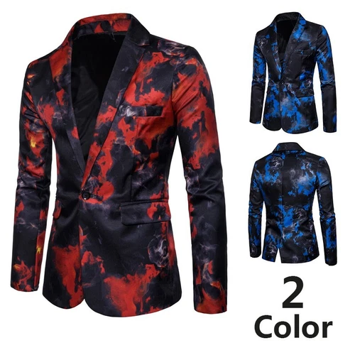 Herren Ein Knopf Slim Fit Reverskragen Jacke Langarm Blazer Freizeit Neu Tops - Bild 2 von 16