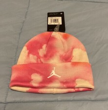 Jordan Beanie Hat Pink White Jumpman Logo Tye Dye Cuffed Youth Unisex NWT