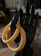 2! Vintage TESTED With Simichrome BAKELITE Butterscotch Yellow Bangle Bracelets