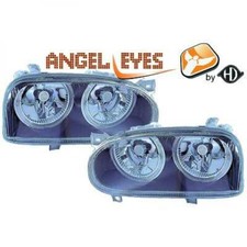 Scheinwerfer Set Passend für VW Golf 3 1991-1997 Klarglas/Schwarz Angel Eyes