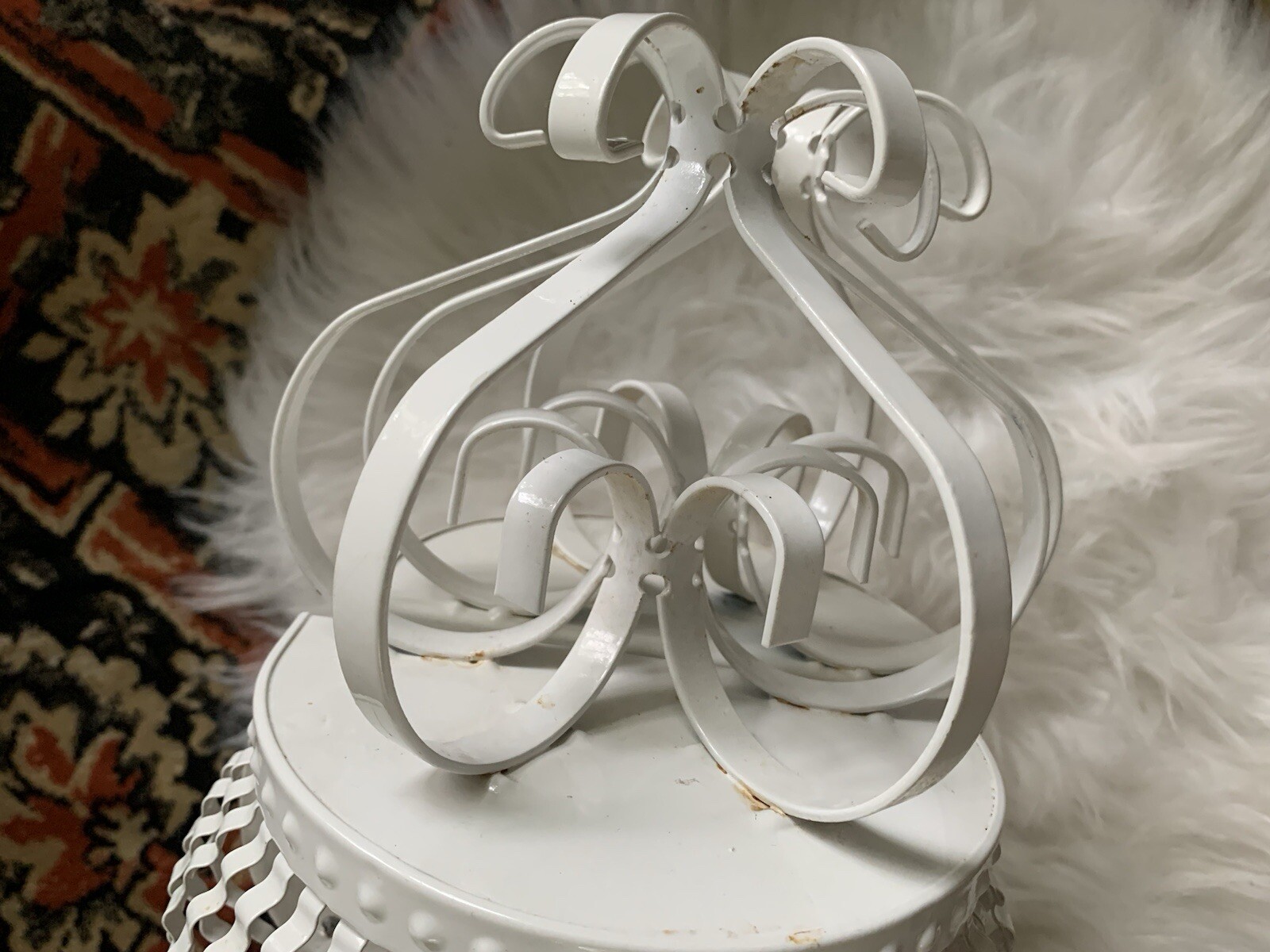 Vintage Homco Cottage Core White Metal Wall Pocket Planter Sconces, 2 PCs, 6x9”H