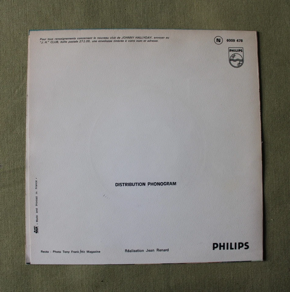 Johnny HALLYDAY Disque 45 tours SP 7 PRENDS MA VIE - PHILIPS 6009 478 VINYL - Photo 2/4