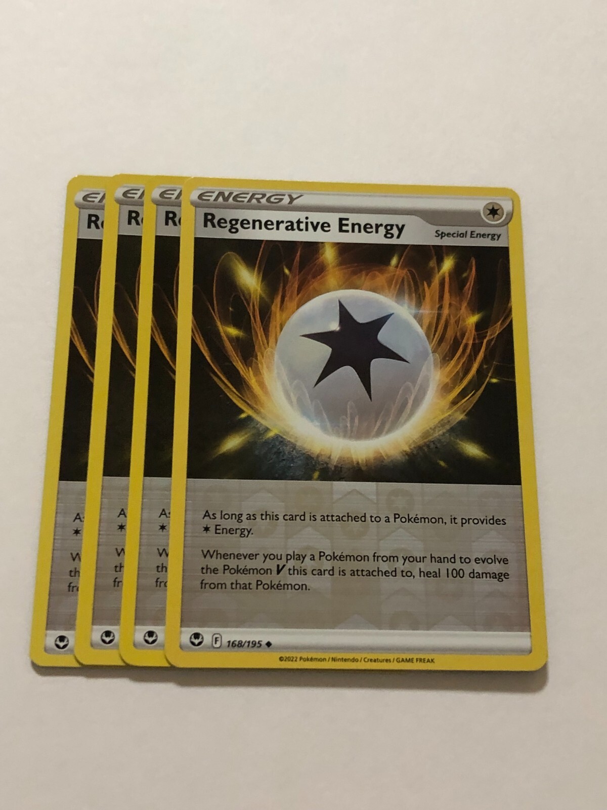 Pokemon Card Silver Tempest 4x Playset Rev Holo Regenerative Energy 168/195 NM