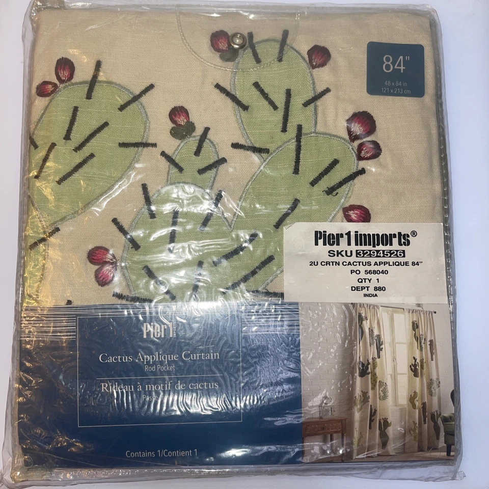Pier 1 Imports 84” Apliques de Cactus Barra de Cortina Bolsillo 48x84 pulgadas; 121x213 cm Foto 2 de 4